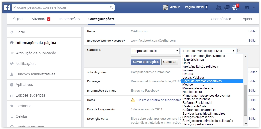 Veja Como Alterar Uma Categoria De Uma Página No Facebook 2126