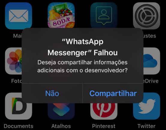 Problema no iPhone: WhatsApp Messenger falhou