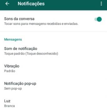 whatsapp não sai som de notificação